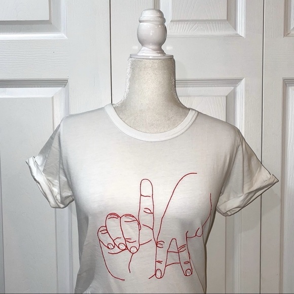 Maison Labiche White LA Hand Sign T-Shirt - Picture 2 of 4